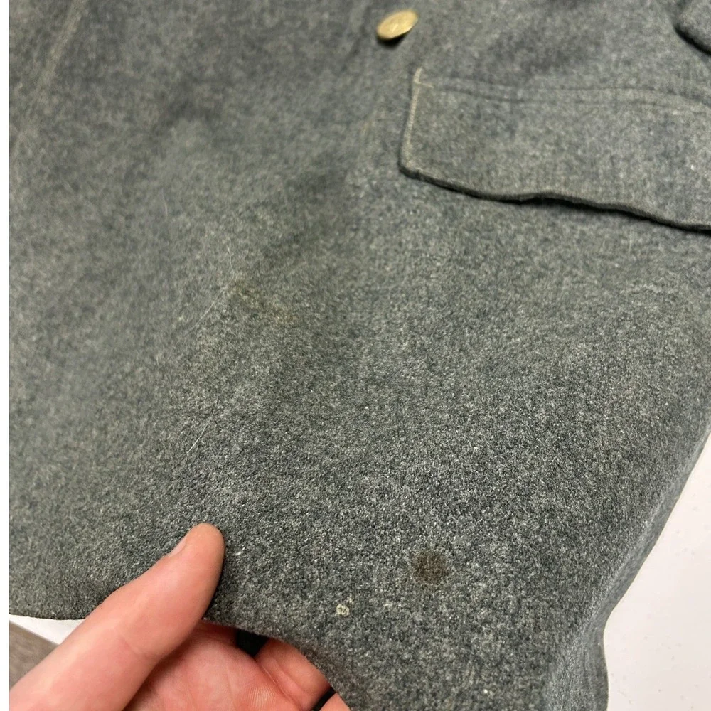 Swiss Military Pea Coat Mens 38 Gray Good Double Breasted Wool Field Jacket 50s